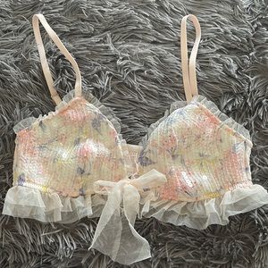 Victoria secrets pink floral sequin bralette